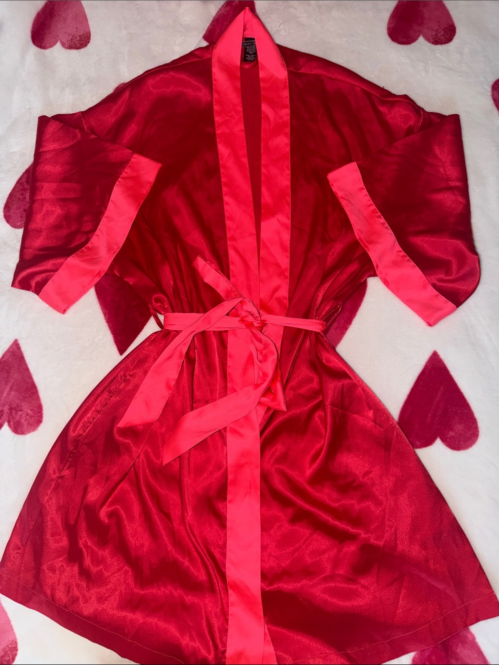 Victoria's Secret Red Satin Kimono Robe with Tie